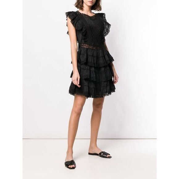 ZIMMERMANN Ruffled Trimming Black Dress US2(Zimmermann 0) - Picture 3 of 12